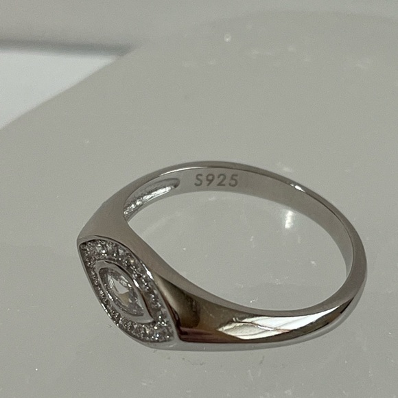 SOLID 925 STERLING SILVER EVIL EYE RING - Picture 4 of 5